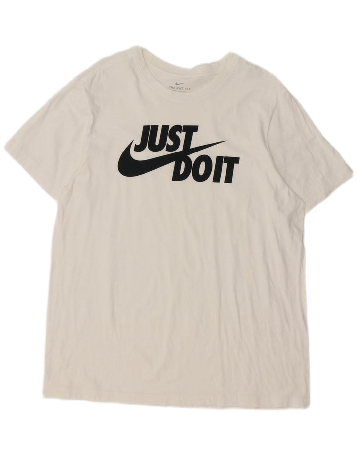 Męski T-shirt z grafiką Nike, duży, biały, bawełniany