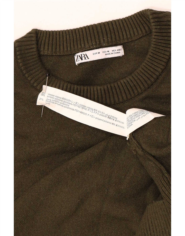 Męski sweter z okrągłym dekoltem Zara, średni khaki, wiskoza