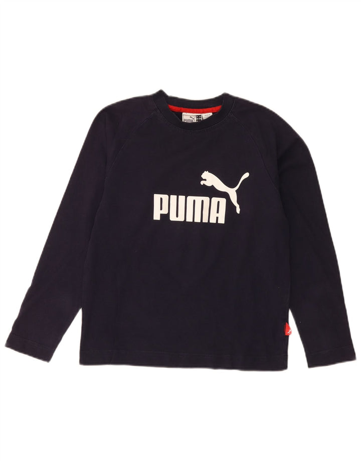 Chłopięcy top Puma z graficznym długim rękawem, 9-10 lat, granatowy