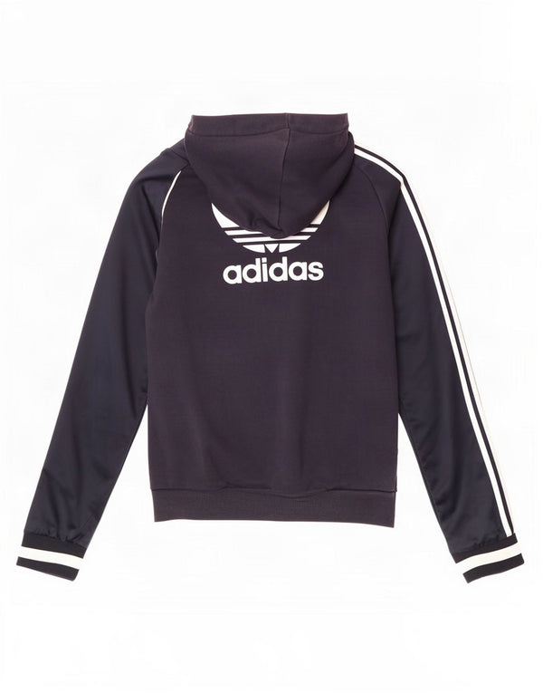 Damska kurtka dresowa z kapturem Adidas UK 10, mała granatowa, poliestrowa