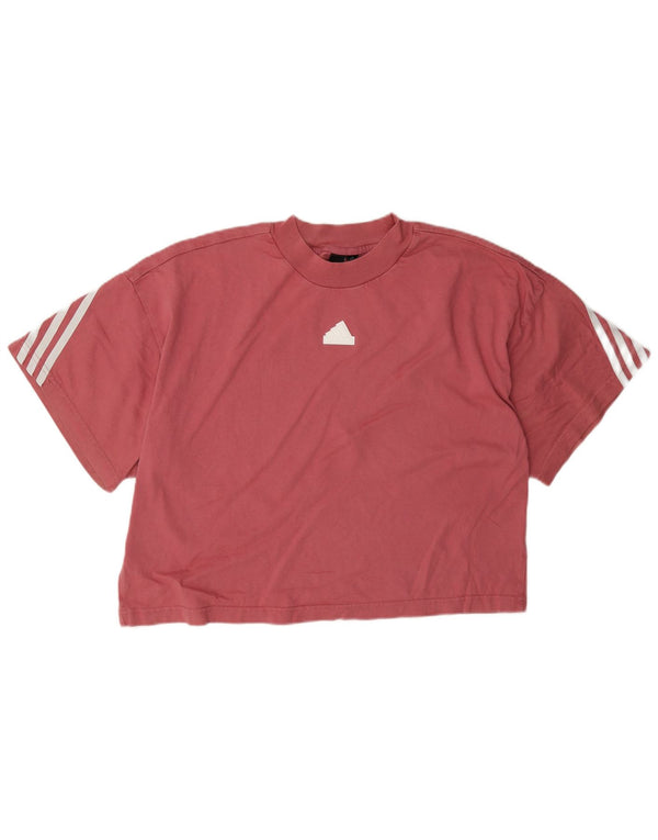 Damska koszulka Adidas Crop Top UK 16/18, duża, różowa bawełna