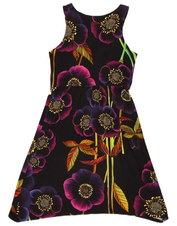 Damska sukienka letnia Desigual Graphic UK 8 Small, czarna w kwiaty, wiskoza