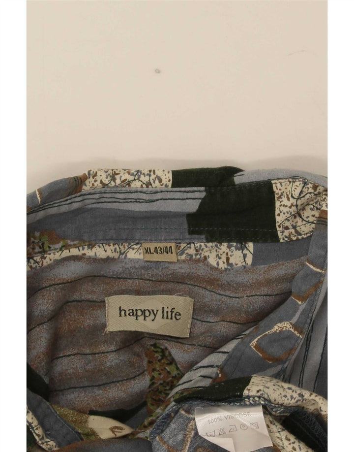 Koszula męska Happy Life rozmiar 43/44 XL Szara patchworkowa wiskoza