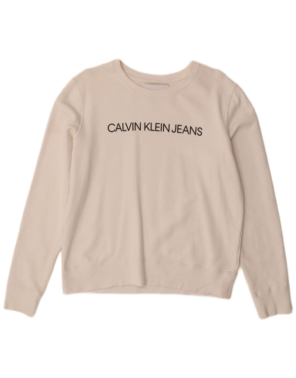 Damska bluza z grafiką Calvin Klein Jeans UK 14, średnia biel