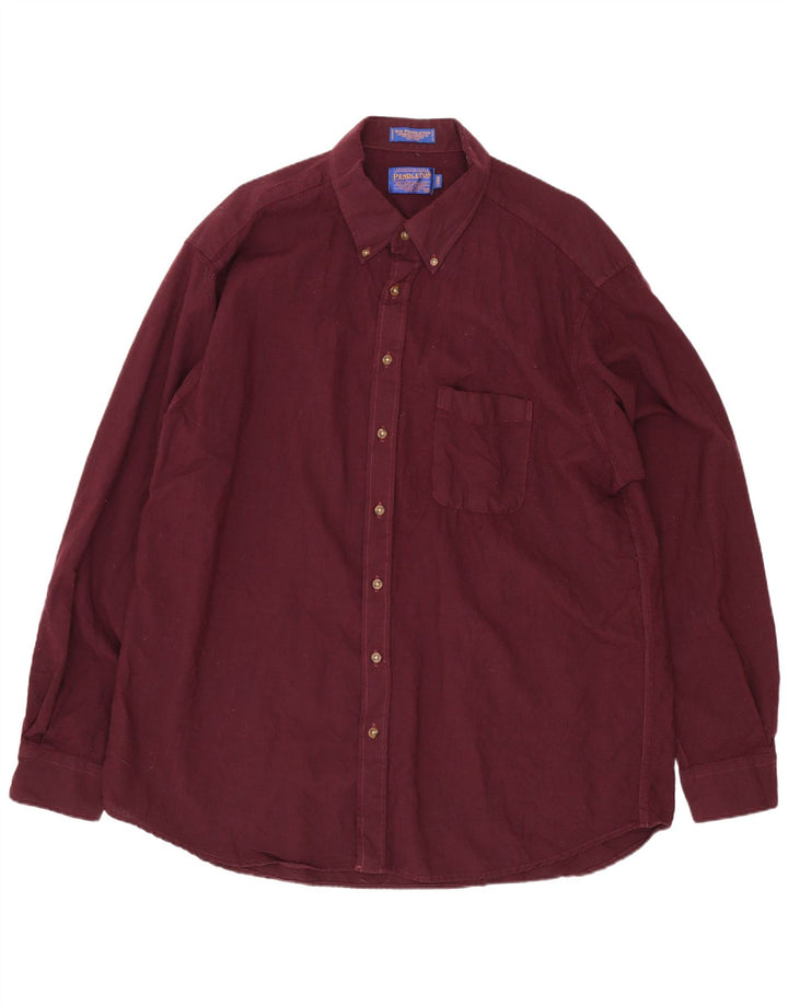 Pendleton Męska długa koszula flanelowa 2XL Burgundowa wełna