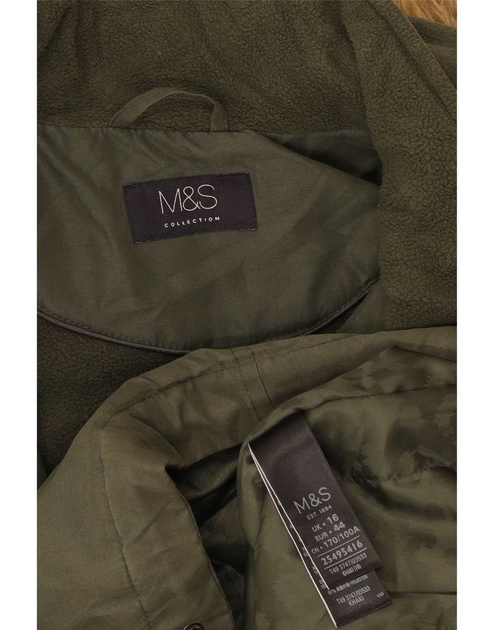 Damska kurtka parka z kapturem Marks & Spencer UK 16, duża, khaki, poliester