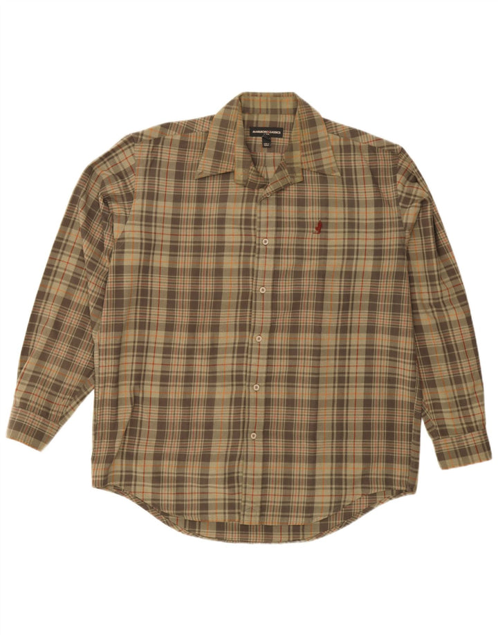 Męska koszula flanelowa Marlboro Classics w dużą kratkę khaki
