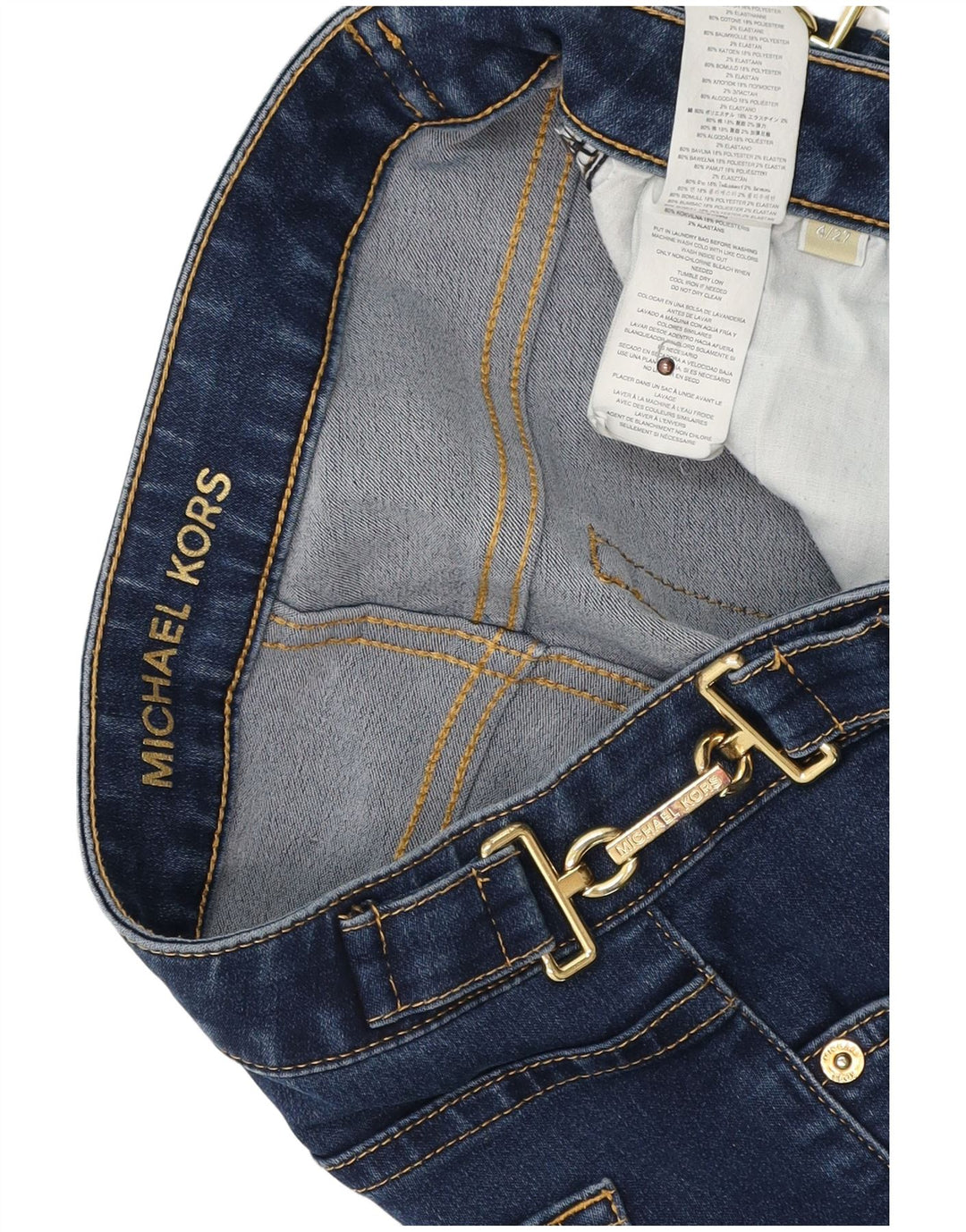 MICHAEL KORS Damskie jeansy rozkloszowane US 4 Small W27 L34 Granatowa bawełna