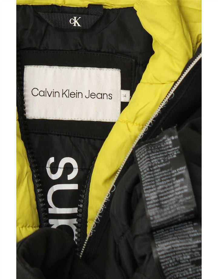 Chłopięca wyściełana kurtka z kapturem Calvin Klein Jeans, 13-14 lat, czarny poliester