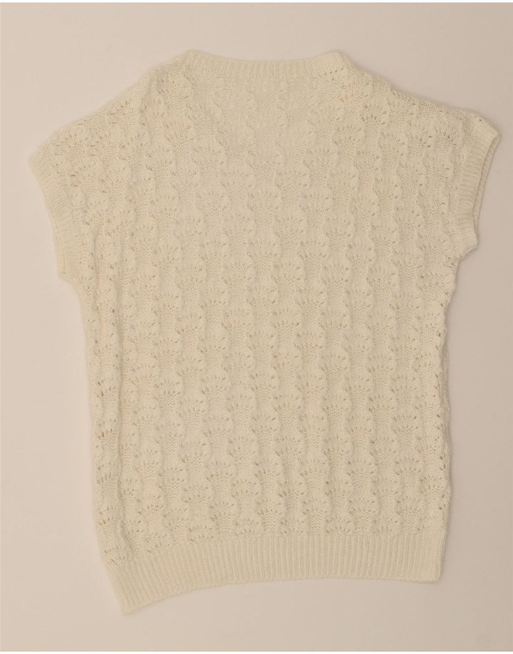 VINTAGE Womens Vest Tank Top UK 14 Medium White Vintage Vintage and Second-Hand Vintage from Messina Hembry 