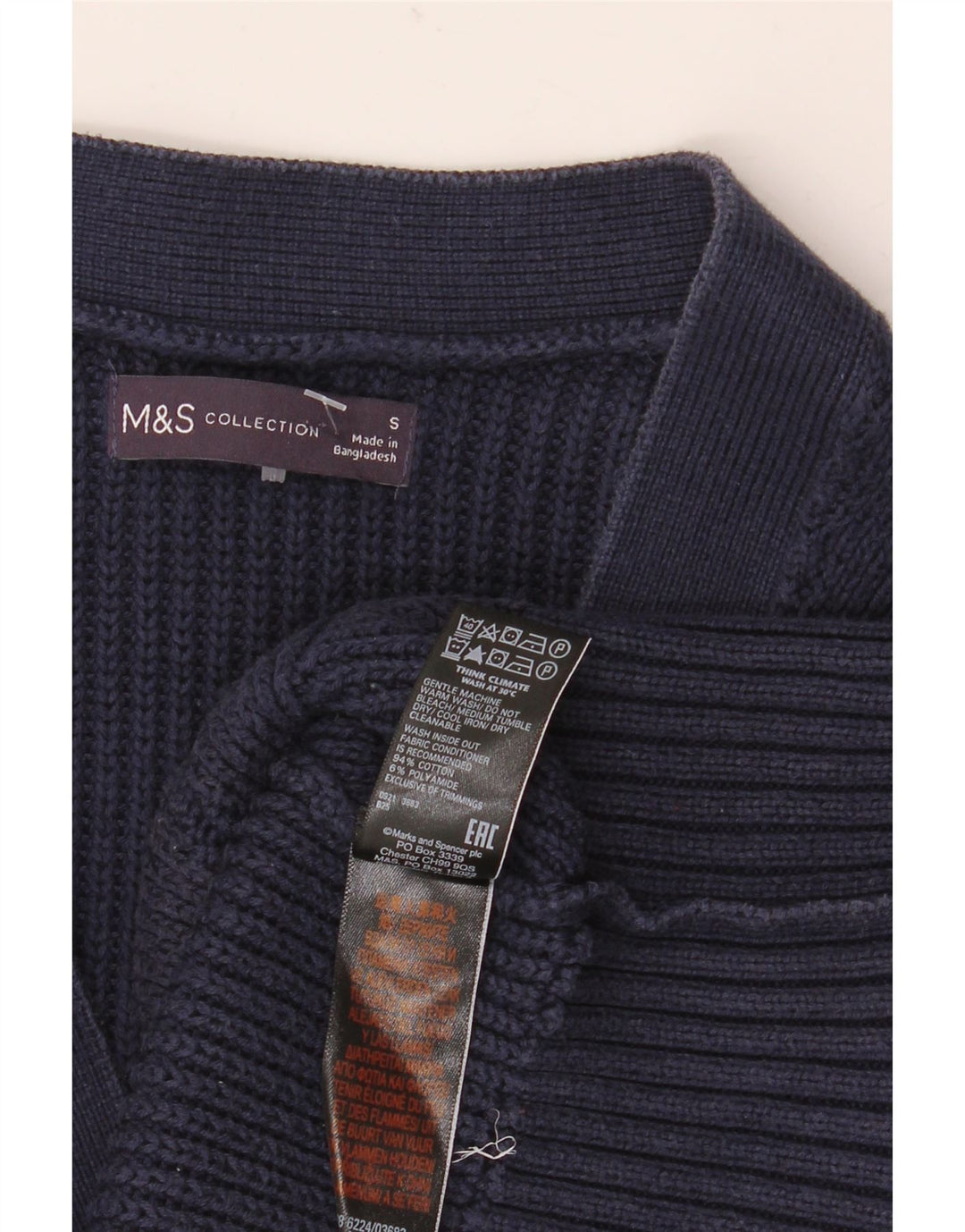 Marks & Spencer Damski sweter oversize UK 10, mały, granatowy