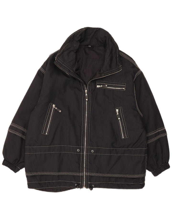 Vintage damska, oversize'owa kurtka wiatrówka IT 44, średni czarny poliamid