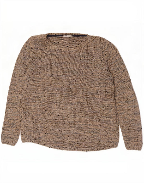 Damski sweter z dekoltem w łódkę White Stuff UK 16, duży, beżowy, nakrapiany
