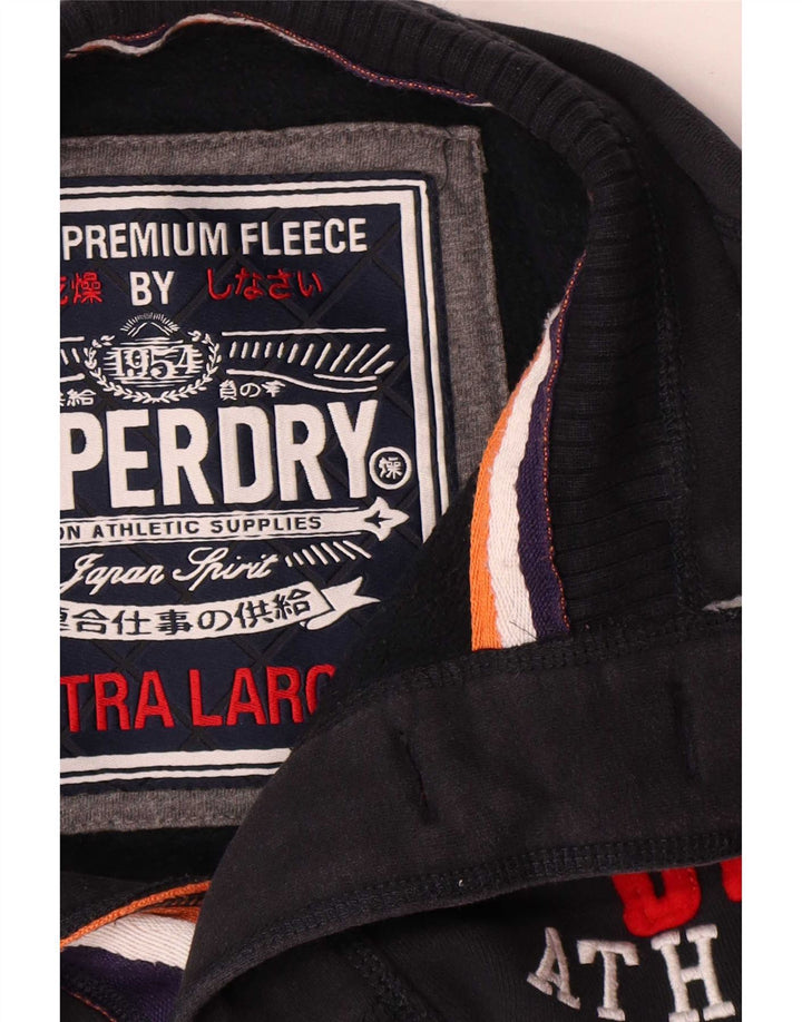 Męski sweter Superdry z grafiką, zapinany na guziki, XL, granatowy, bawełniany