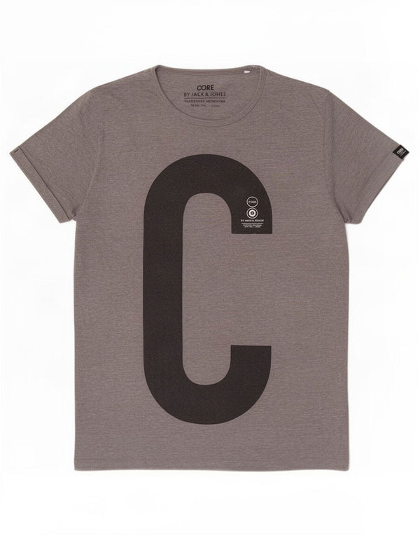 Męski T-shirt z grafiką Jack & Jones Core, duży, szary, poliestrowy