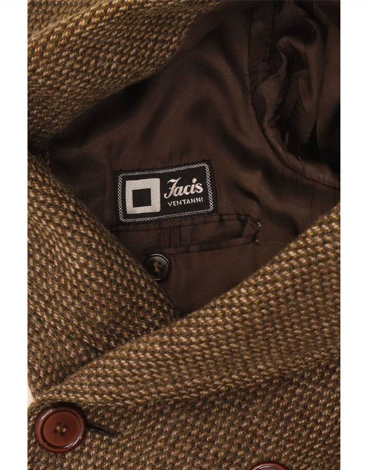 Facis Męski dwurzędowy płaszcz UK 36 Small Brown Houndstooth