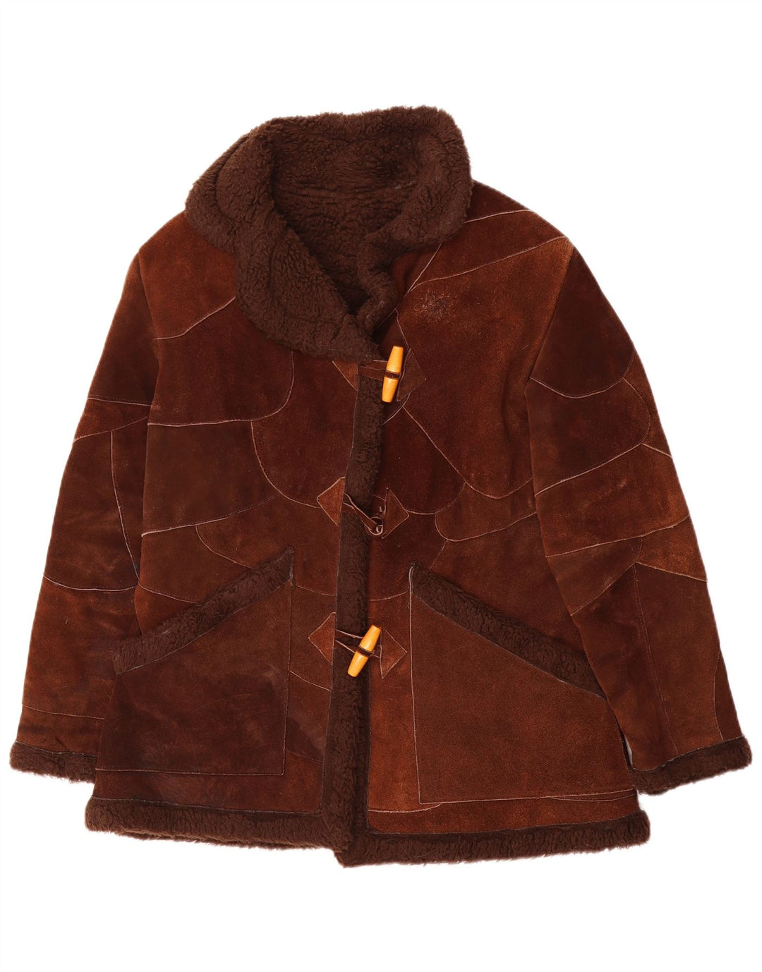 Damska kurtka shearling VINTAGE UK 14, średni brąz