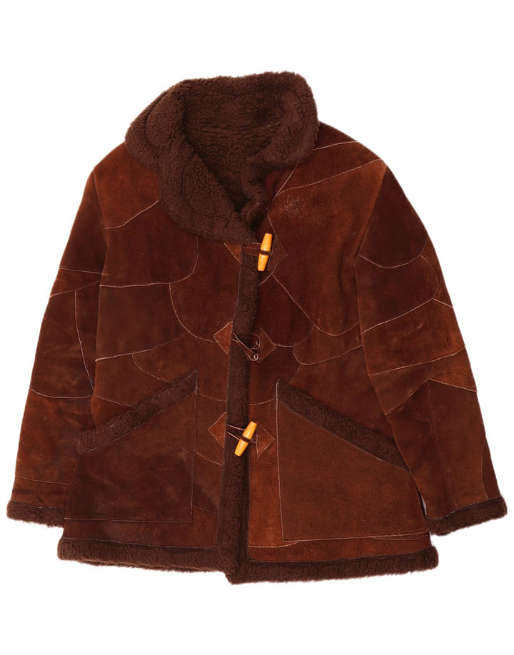 Damska kurtka shearling VINTAGE UK 14, średni brąz