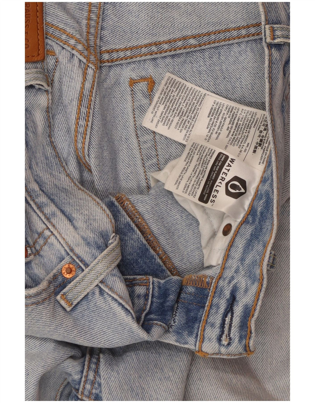 Damskie jeansy Levi's z szerokimi nogawkami, przycięte W28 L23, niebieska bawełna