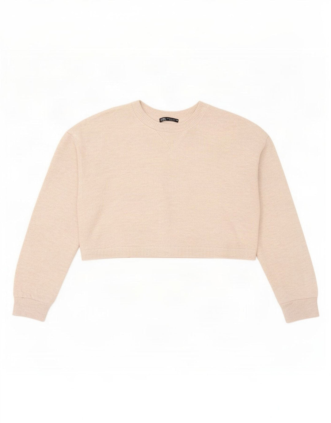 Damski krótki top Zara Oversize z długim rękawem, UK 10, mały, beżowy poliester