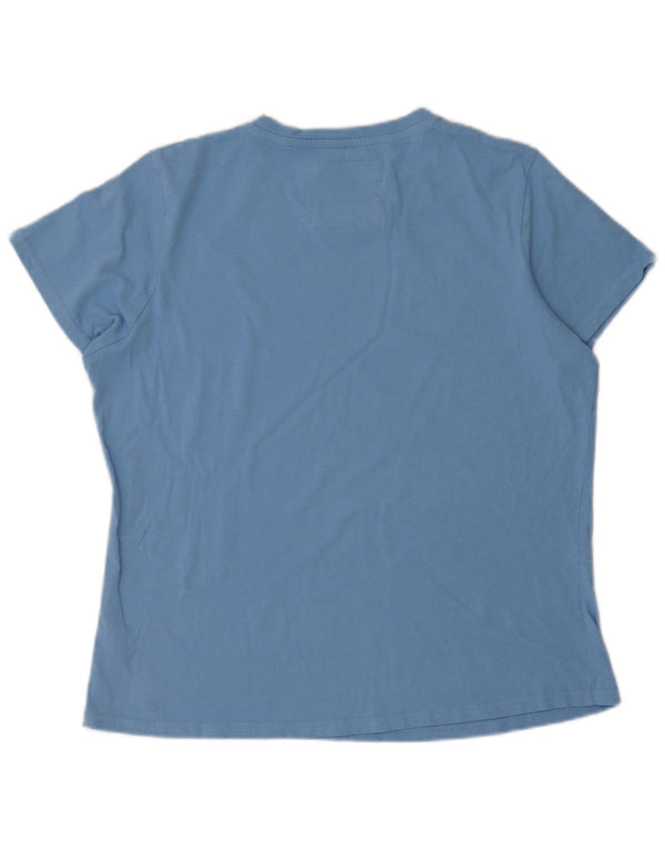 Crew Clothing T-shirt damski z grafiką Top UK 16, duży, niebieski, bawełniany
