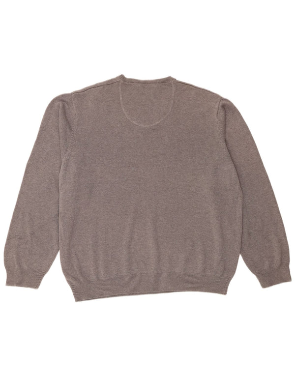 Męski sweter Marks & Spencer Blue Harbor z dekoltem w kształcie litery V, 2XL, szary, bawełniany