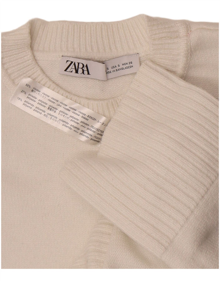 Damski sweter oversize z okrągłym dekoltem Zara UK 10 Small White Wiskoza