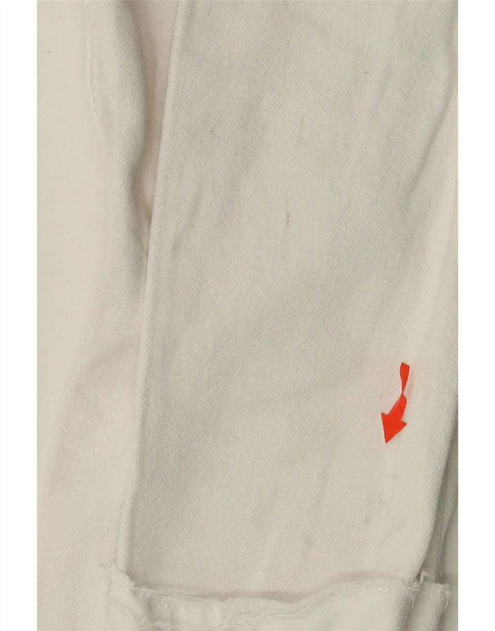 HOLLISTER Damskie jeansy skinny z niskim stanem i przetarciami W26 L28 Biała bawełna