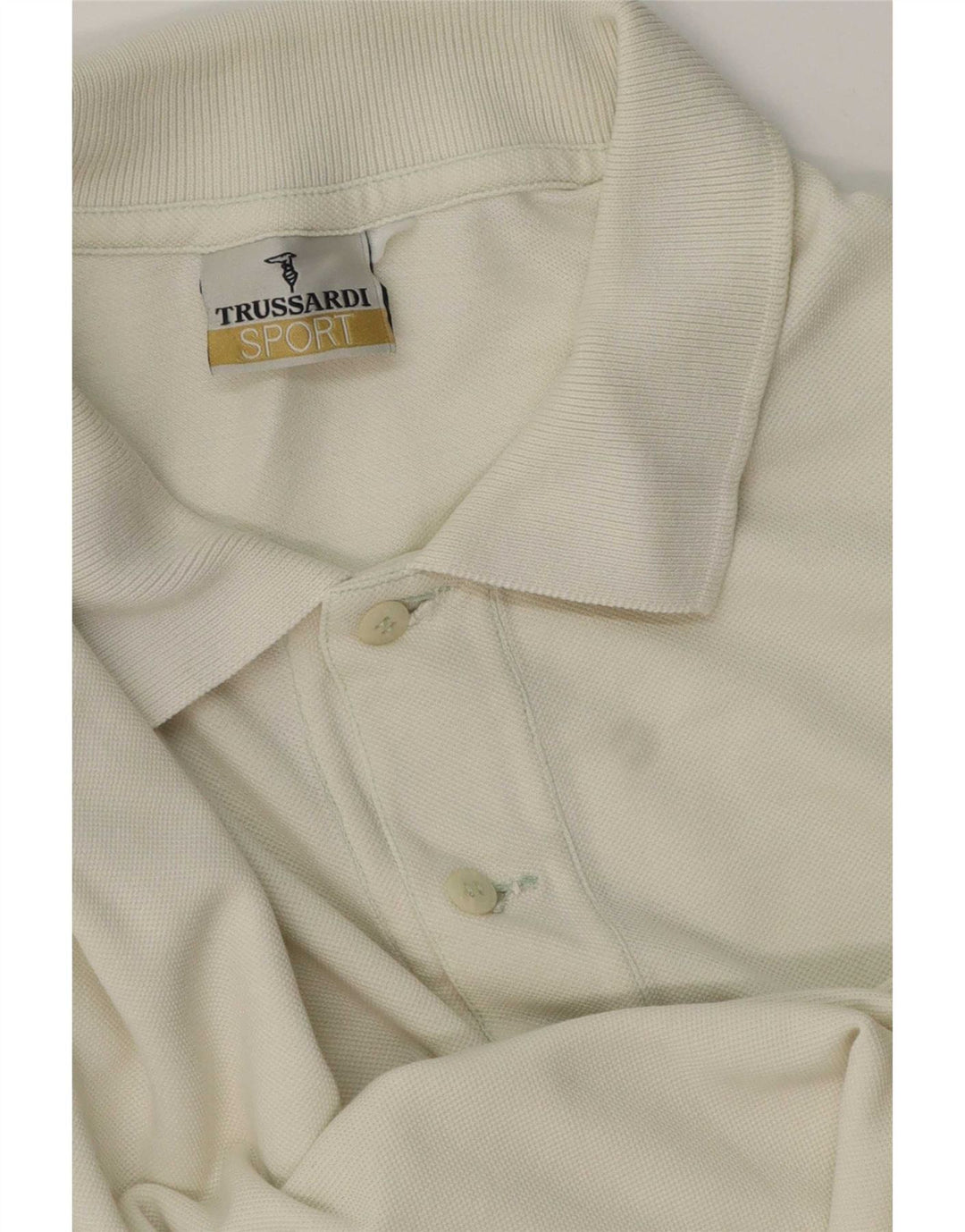 Męska koszulka polo Trussardi z długim rękawem, duża, biała, bawełniana