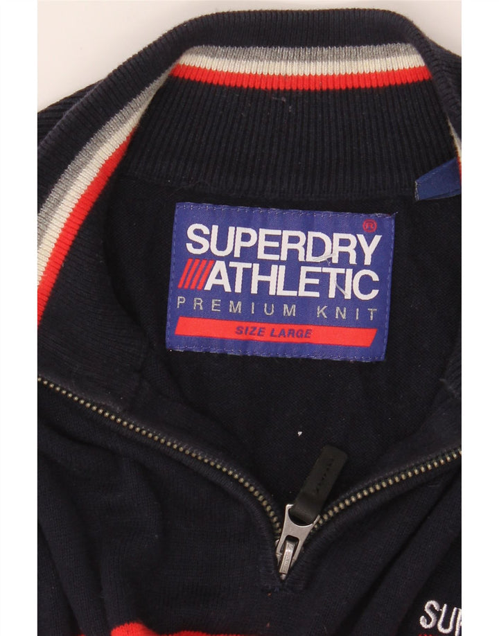 Męski sweter Superdry z zamkiem błyskawicznym i dużym granatowym blokiem kolorów
