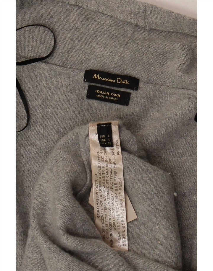 Sweter damski Massimo Dutti Longline Open Cardigan UK 10 Small, szara wełna