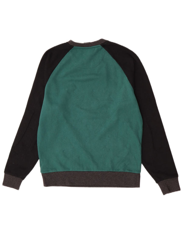 Dkny Womens Graphic Sweatshirt Jumper UK 14 Medium Green Colourblock Cotton