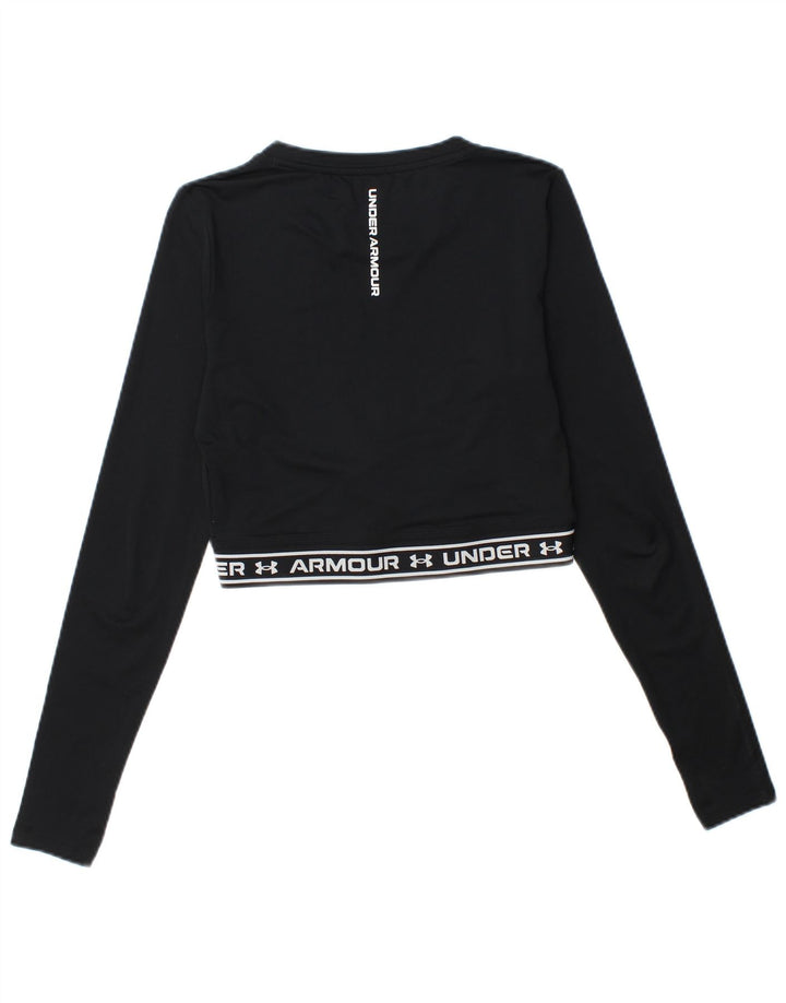 Damski krótki top Under Armour z grafiką, długim rękawem, UK 10, mały, czarny
