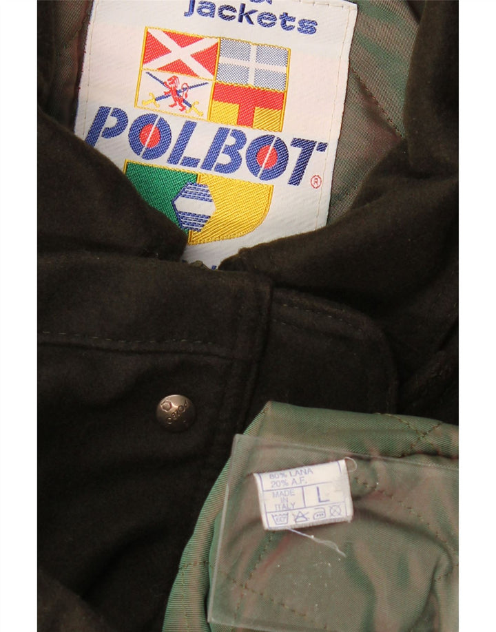 POLBOT Męski płaszcz z kapturem UK 40, duża wełna khaki