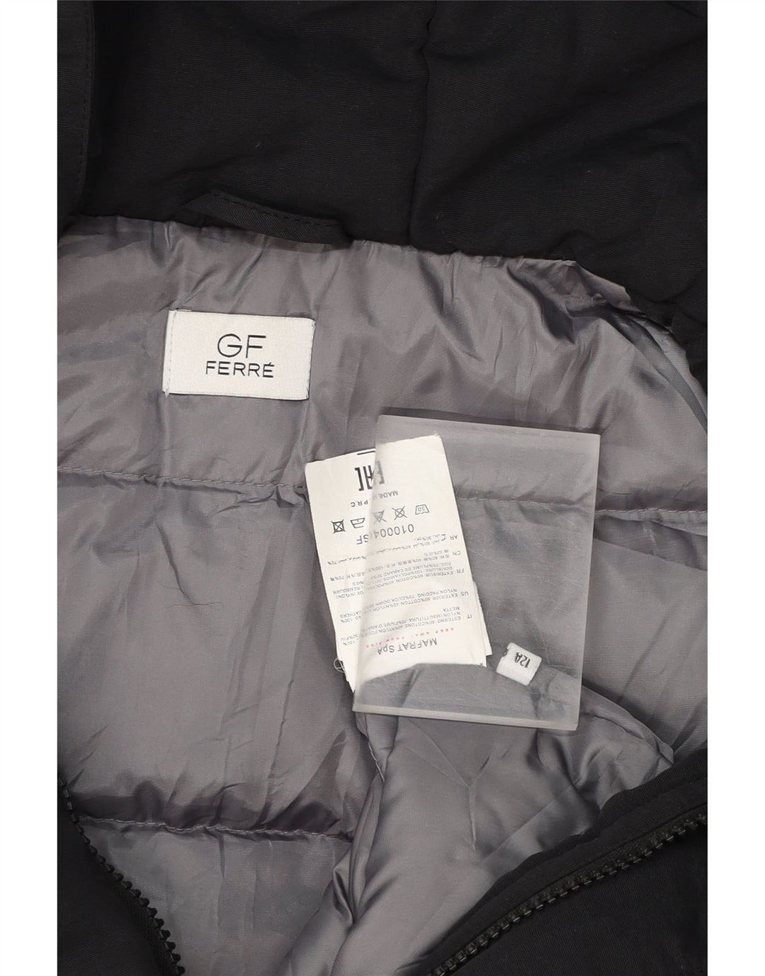 GF FERRE Boys Hooded Padded Jacket 11-12 Years Black Cotton Vintage GF Ferre and Second-Hand GF Ferre from Messina Hembry 