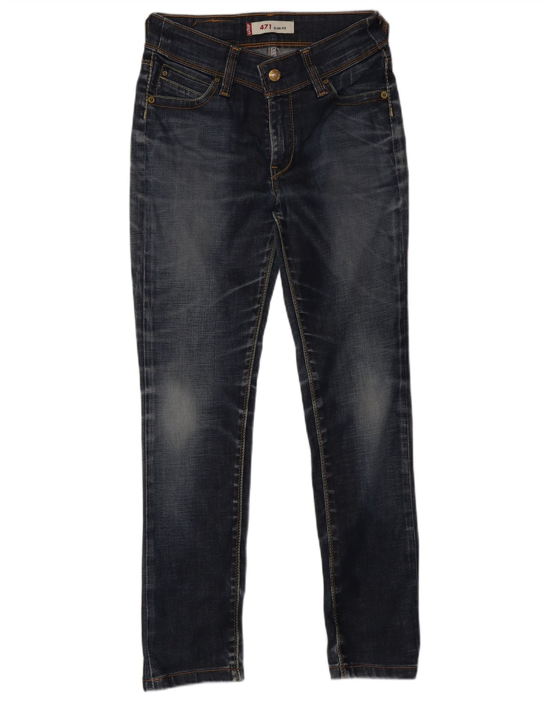 Damskie jeansy Levi's 471 Slim W26 L34 Niebieska bawełna