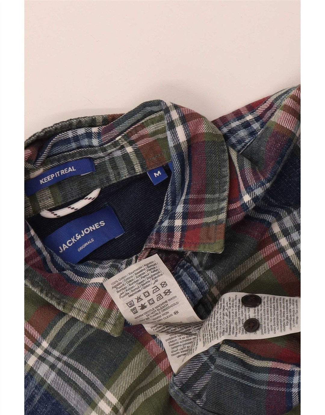 Męska koszula flanelowa Jack & Jones, bawełniana w średnią zieloną kratkę