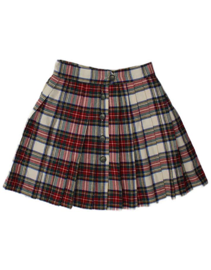Swish Damska mini plisowana spódnica IT 44 Medium W28 Wielokolorowa wełna w kratę