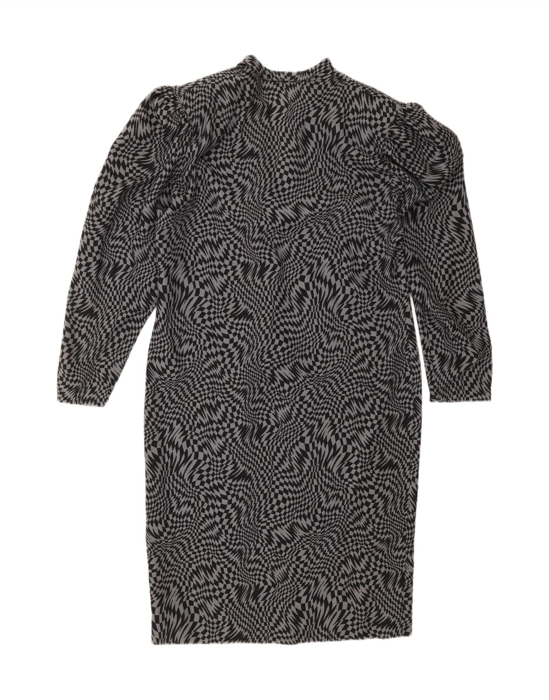 VINTAGE Womens Long Sleeve Shift Dress IT 44 Medium Black Geometric Vintage Vintage and Second-Hand Vintage from Messina Hembry 