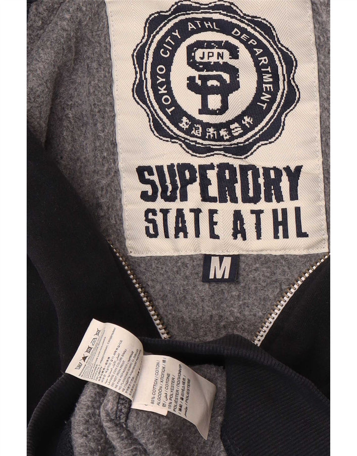 Męski sweter z kapturem Superdry z grafiką i zamkiem, średni granatowy, bawełniany