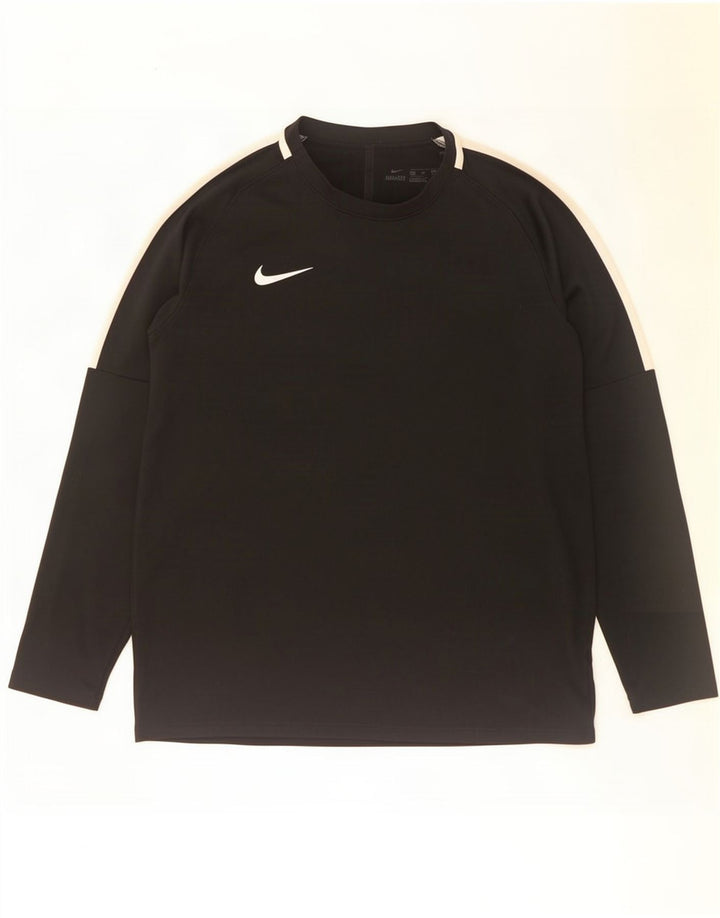 Męska koszulka Nike Dri Fit z długim rękawem, duża, czarna, poliestrowa z blokami kolorów