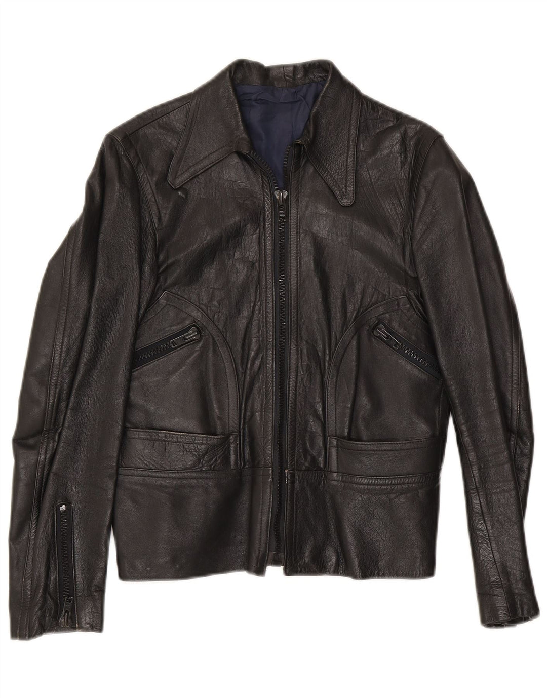 Kurtka skórzana damska VINTAGE UK 8, mała czarna