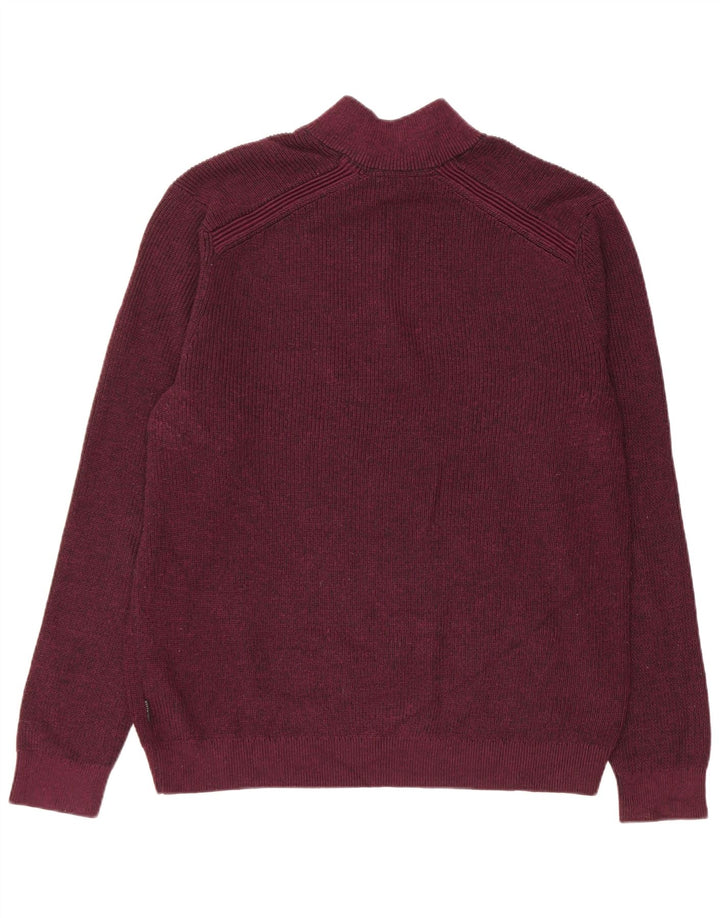 Męski sweter Ted Baker z zamkiem błyskawicznym, rozmiar 6 2XL, bordowy poliester