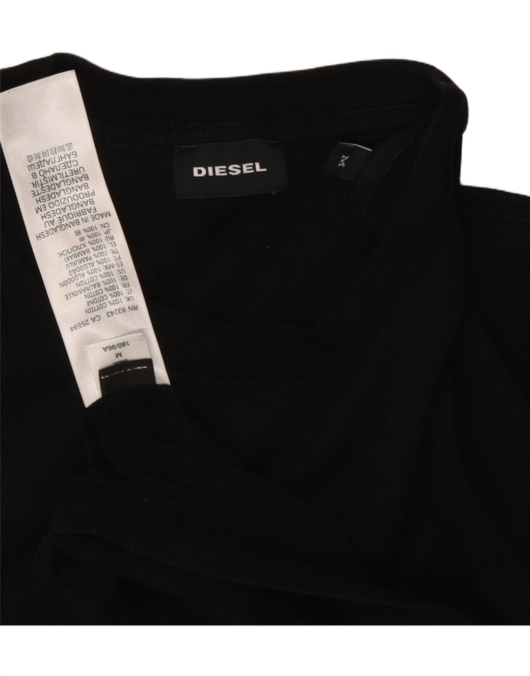 DIESEL Męski T-shirt Top Średni Czarny Bawełniany