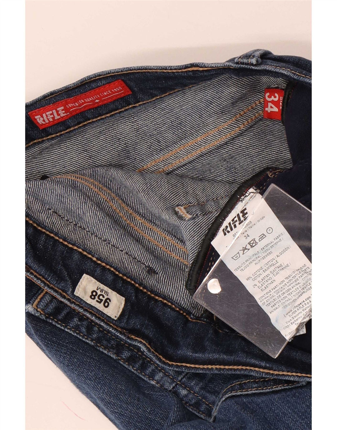 Męskie jeansy Rifle Slim W34 L33 Niebieskie bawełniane