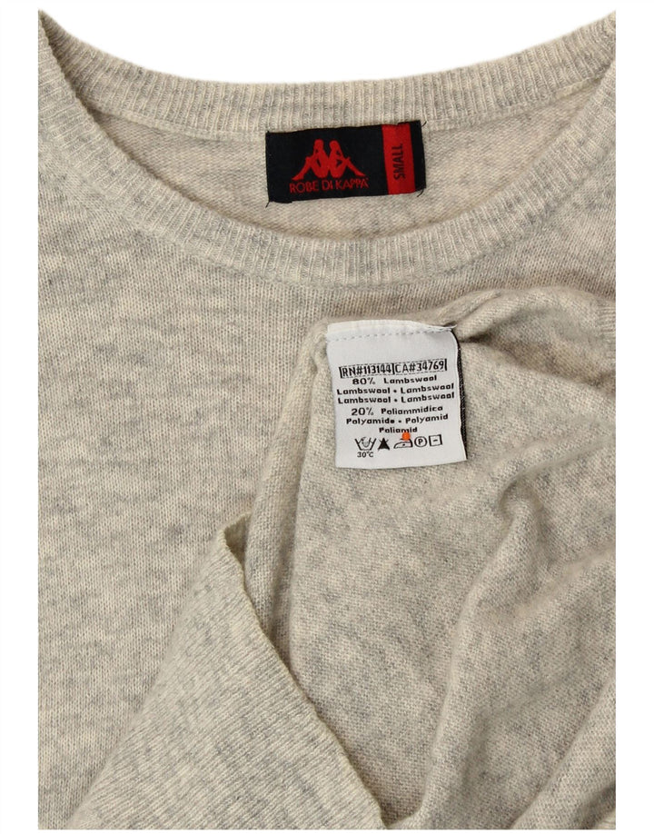 Męski sweter KAPPA z dekoltem w łódkę, mały, szary, z owczej wełny