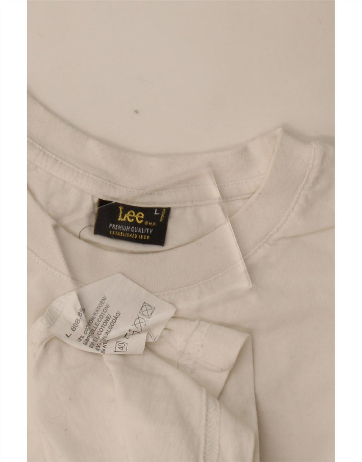 Damska koszulka z grafiką LEE Top UK 16, duża, biała, bawełniana