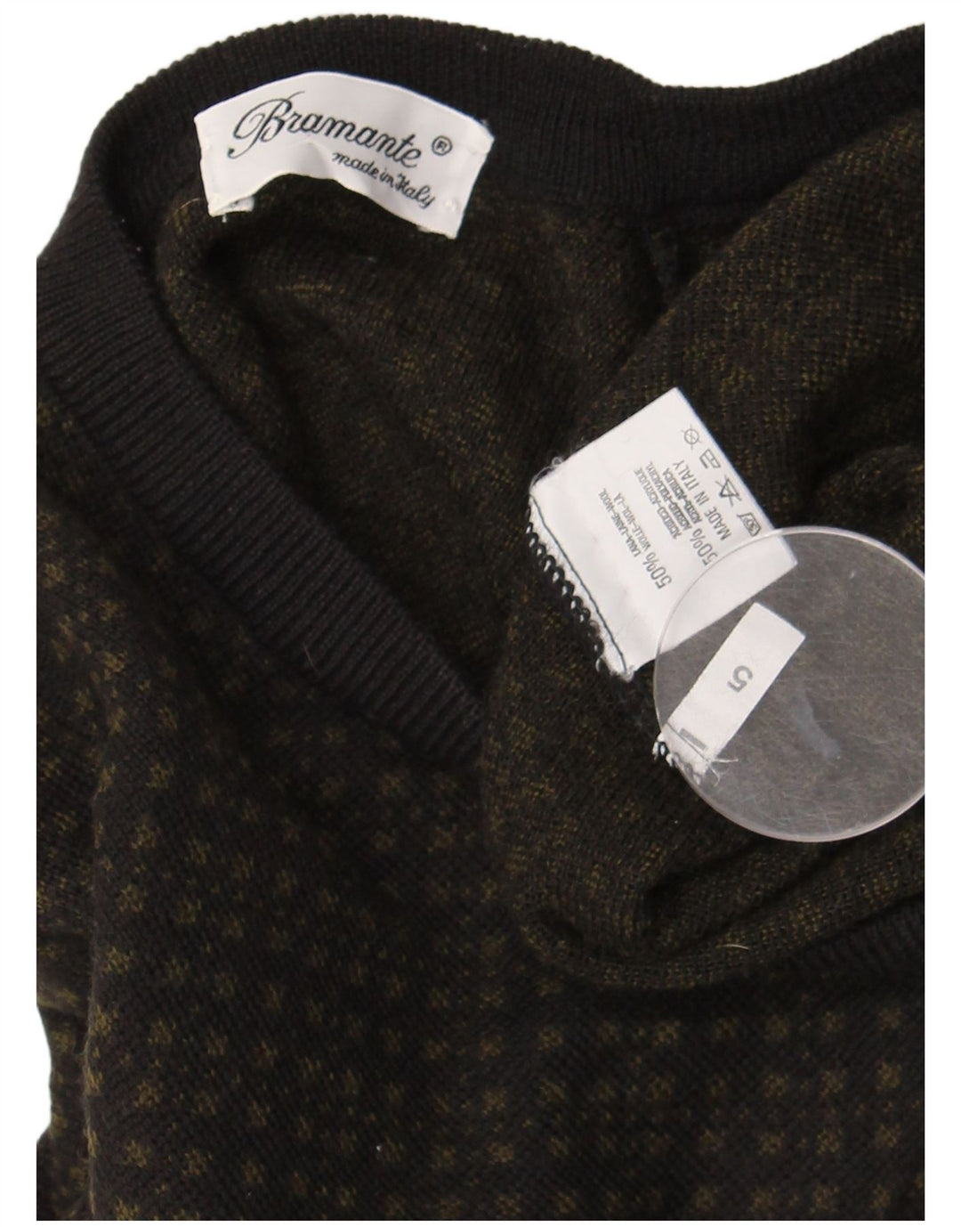 Bramante Męski sweter z dekoltem w kształcie litery V, duży, szary, geometryczny, wełniany