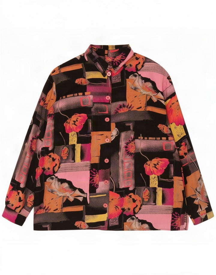 Bluzka koszulowa damska vintage UK 18 XL Wielobarwny patchwork