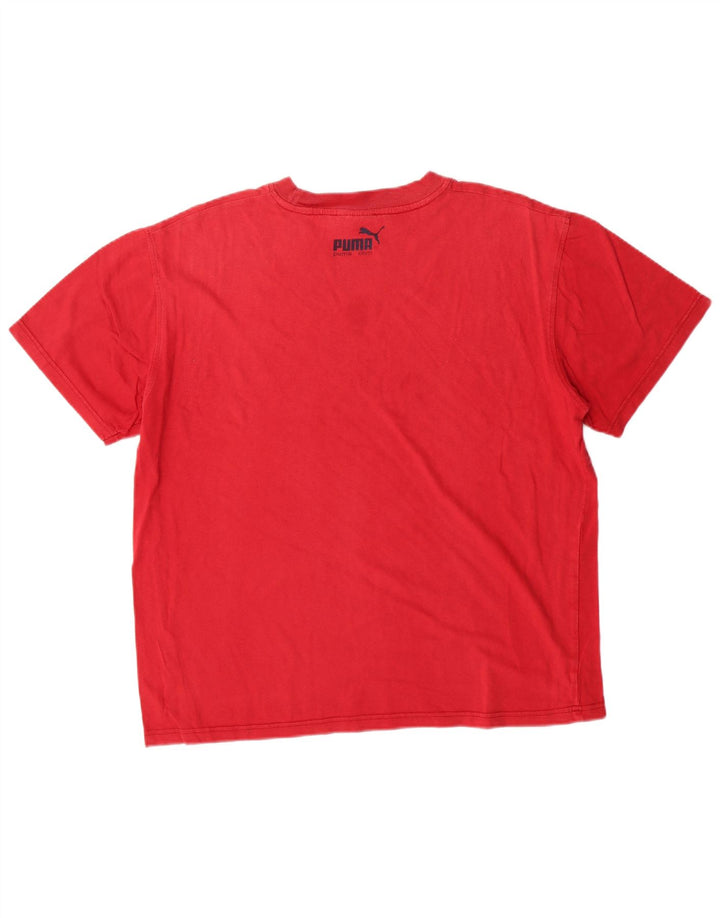 Męski T-shirt z grafiką Puma, duży, czerwony, bawełniany